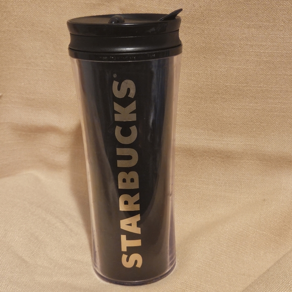 Starbucks Coffee Black & Gold Double Walled 16oz Travel Mug - Picture 1 of 5